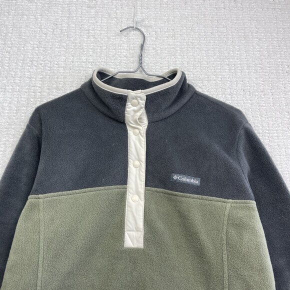 Columbia Jacket Wom M Benton Spring Half Snap Fleece Pullover Green / Gray Camp - Picture 2 of 15